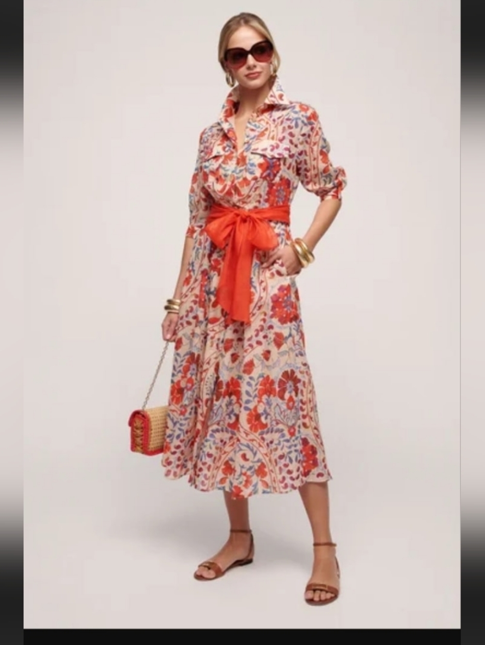 Luisa Spagnoli Papiro Dress, Red & Blue Floral, Size Small